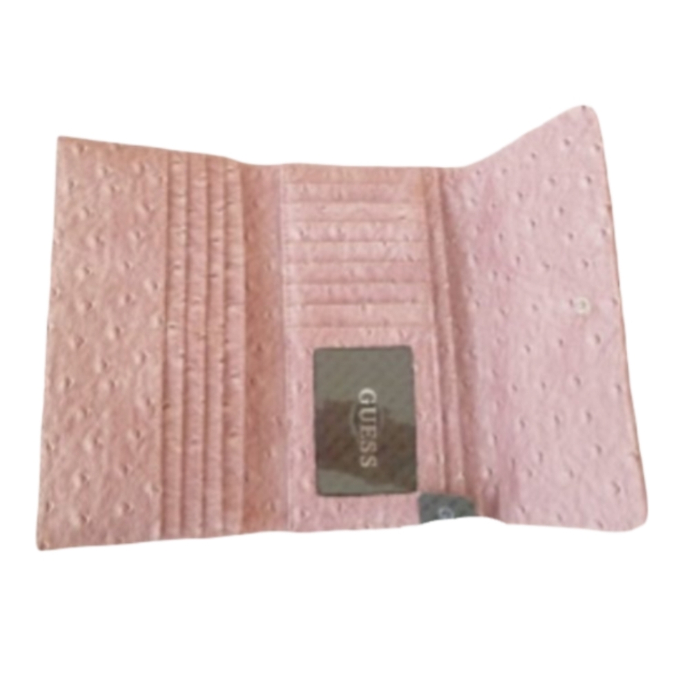 Guess Blush Pink Women's Wallet Textured Faux Ostrich Print Purse Clutch